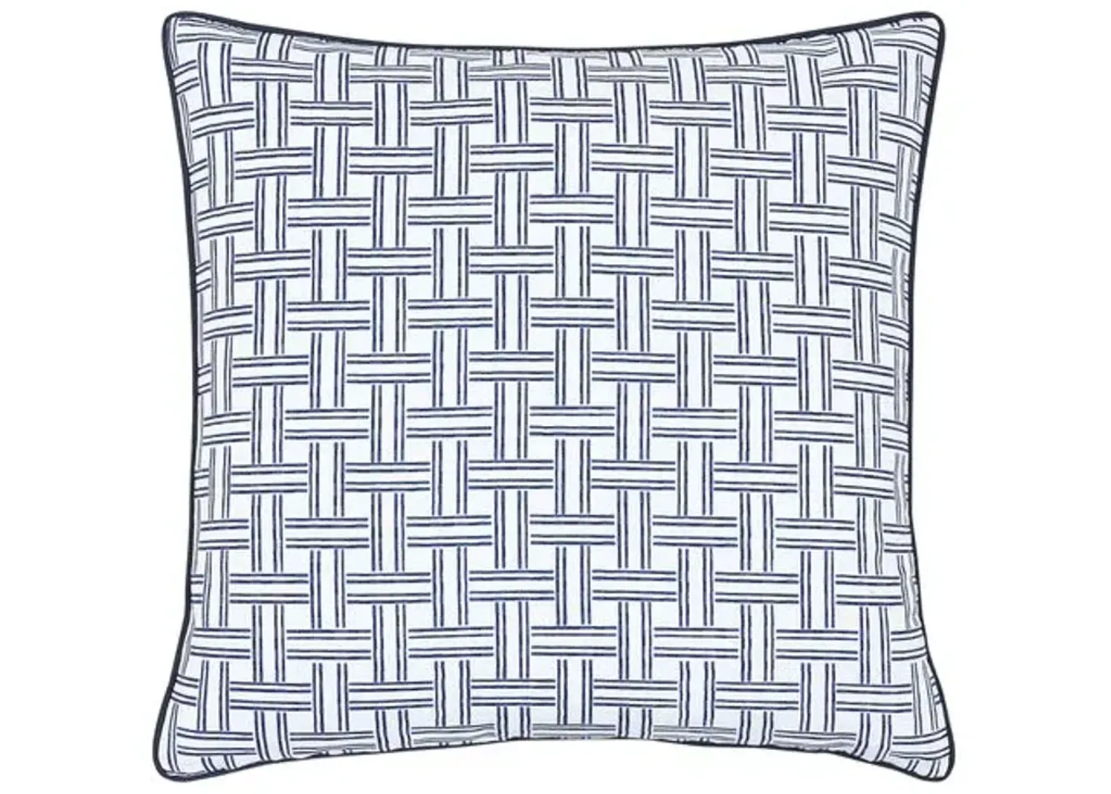 Caspian Basketweave Pillow - Blue/White