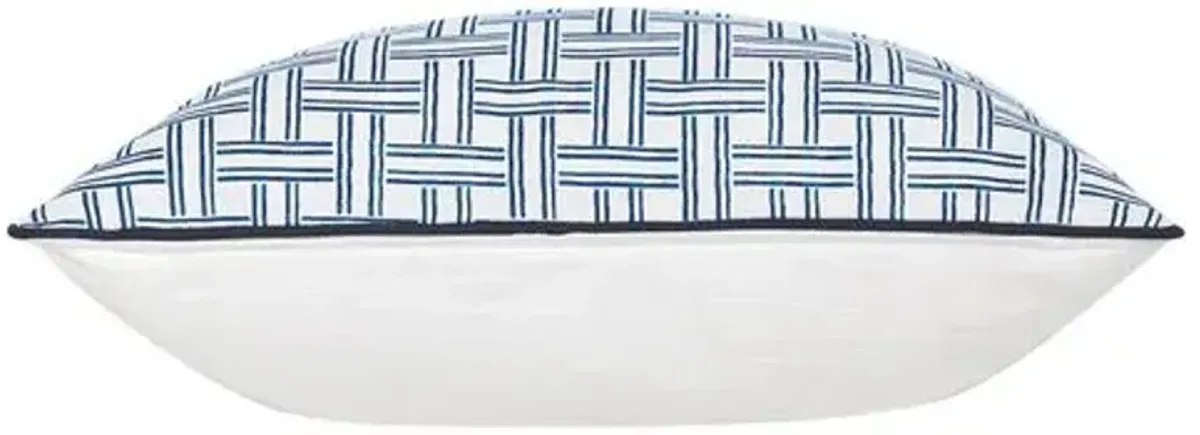 Caspian Basketweave Pillow - Blue/White