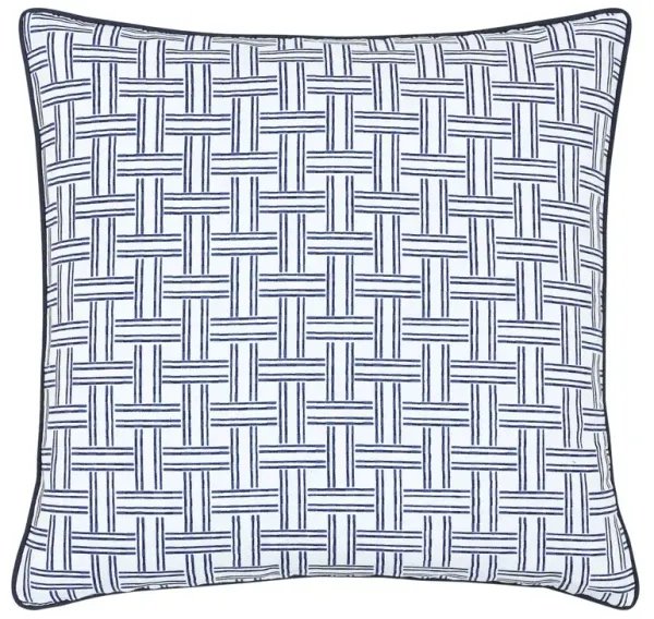 Caspian Basketweave Pillow - Blue/White