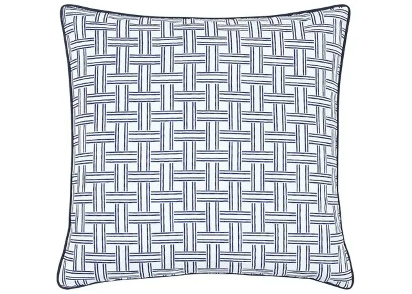 Caspian Basketweave Pillow - Blue/White