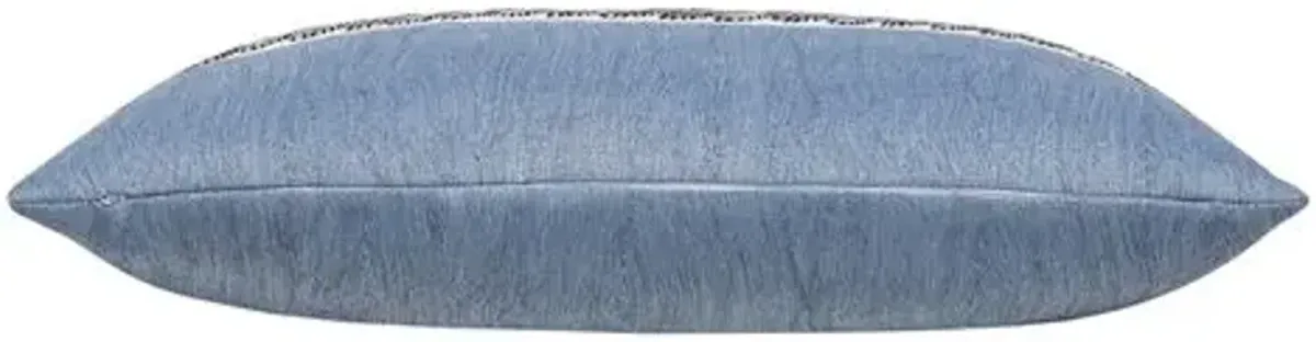 Caspian Leaf Border Lumbar Pillow - Blue/White