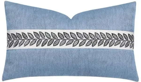 Caspian Leaf Border Lumbar Pillow - Blue/White