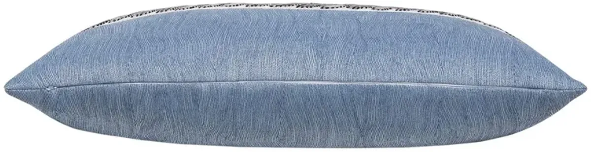 Caspian Leaf Border Lumbar Pillow, Blue/White