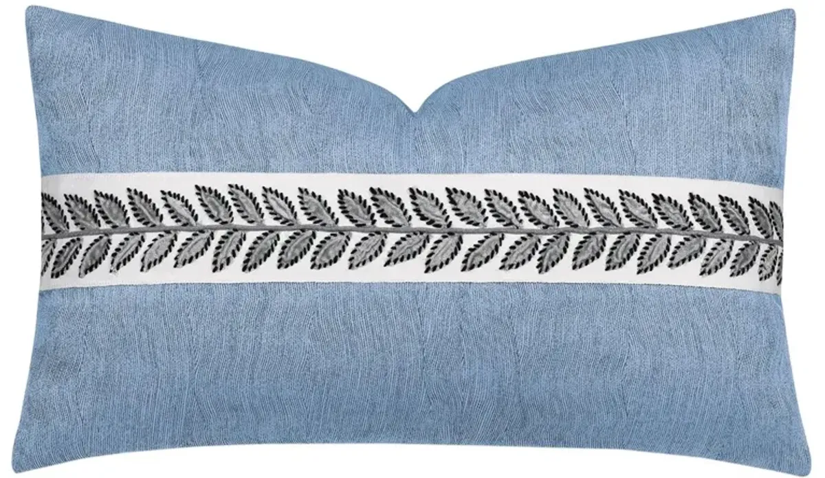 Caspian Leaf Border Lumbar Pillow, Blue/White