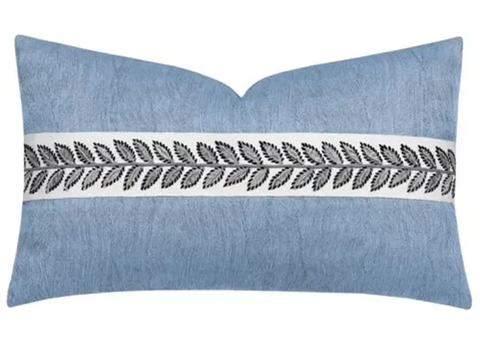 Caspian Leaf Border Lumbar Pillow - Blue/White