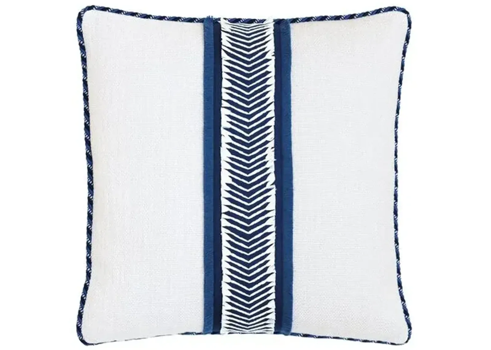 Marina Chevron Trim Pillow - White/Blue