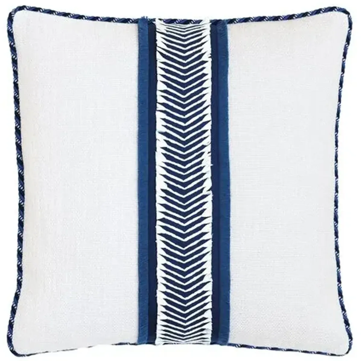 Marina Chevron Trim Pillow - White/Blue