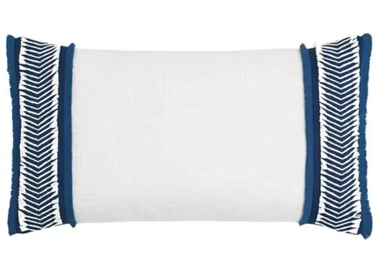 Marina Chevron Trim Lumbar Pillow - White/Blue