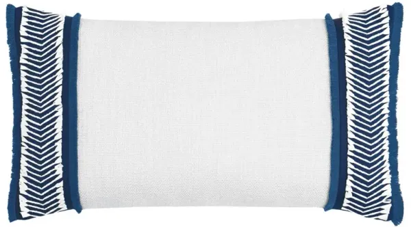 Marina Chevron Trim Lumbar Pillow, White/Blue