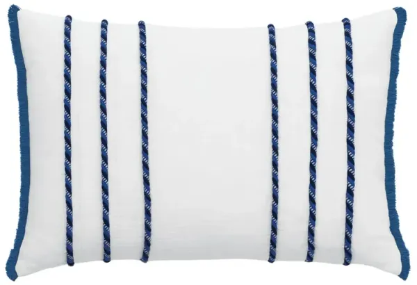 Marina Cord Stripe Lumbar Pillow, White/Blue