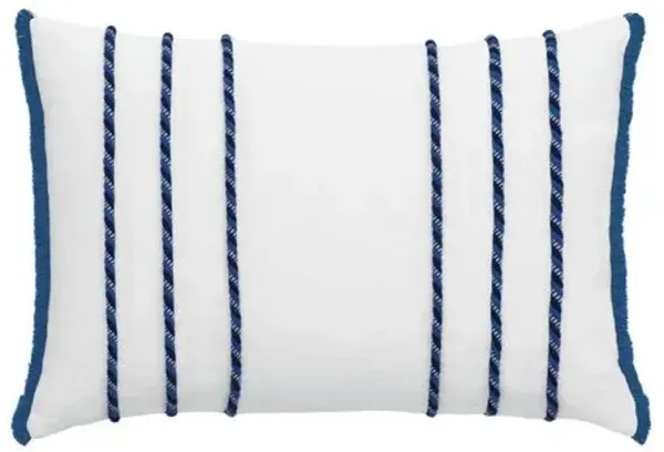 Marina Cord Stripe Lumbar Pillow - White/Blue