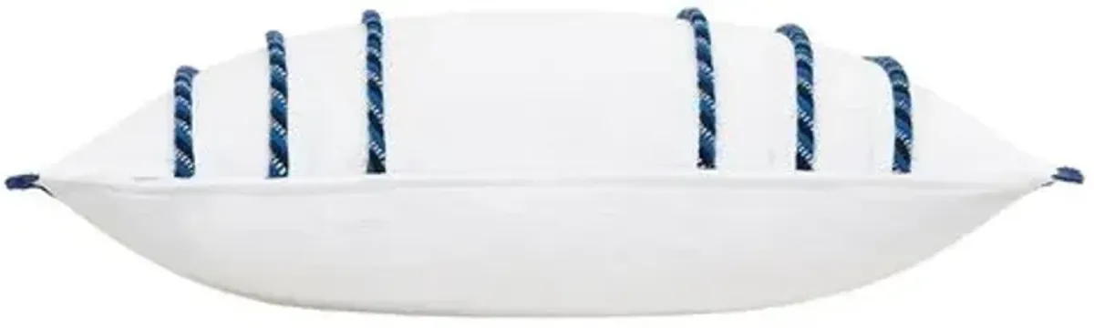 Marina Cord Stripe Lumbar Pillow - White/Blue