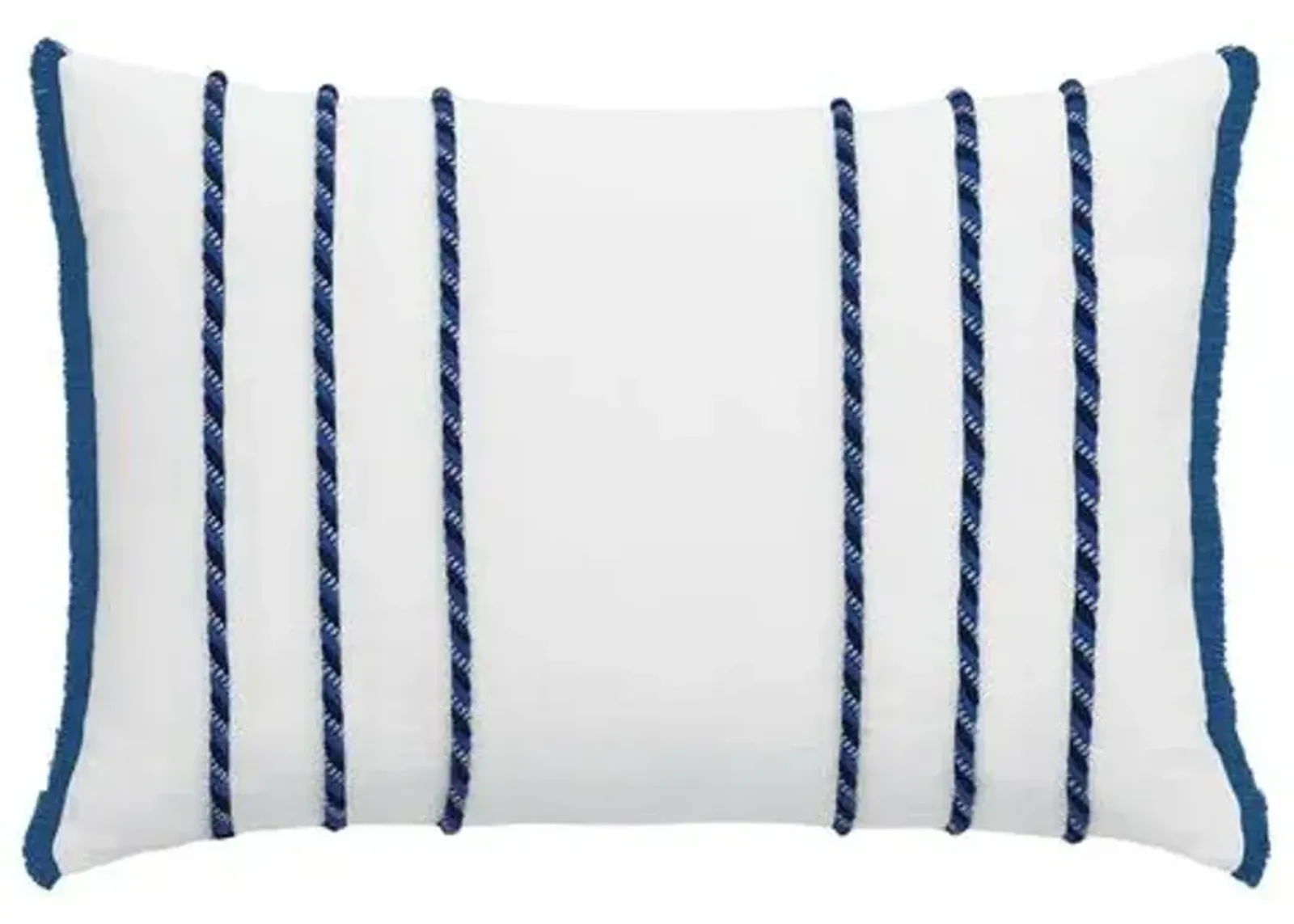 Marina Cord Stripe Lumbar Pillow - White/Blue