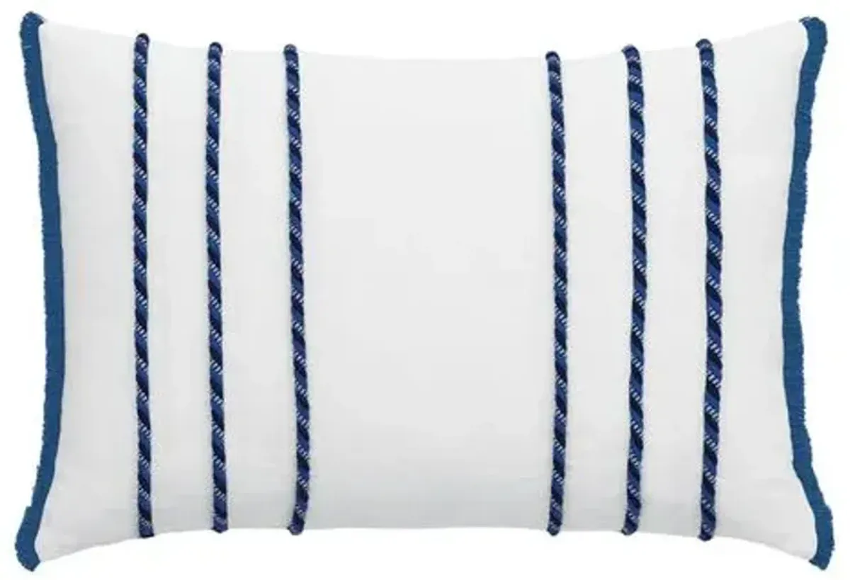 Marina Cord Stripe Lumbar Pillow - White/Blue