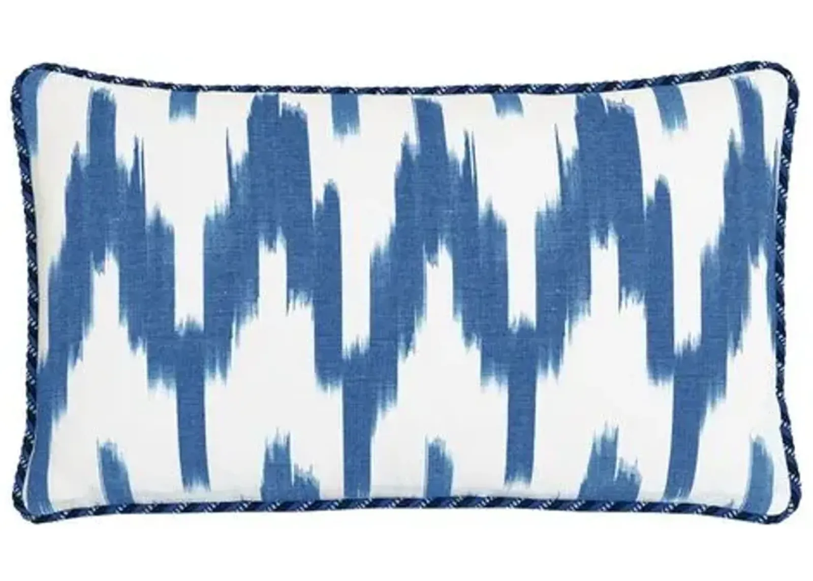 Marina Ikat Lumbar Pillow - White/Blue