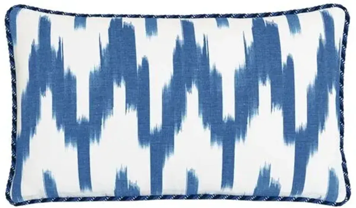 Marina Ikat Lumbar Pillow - White/Blue