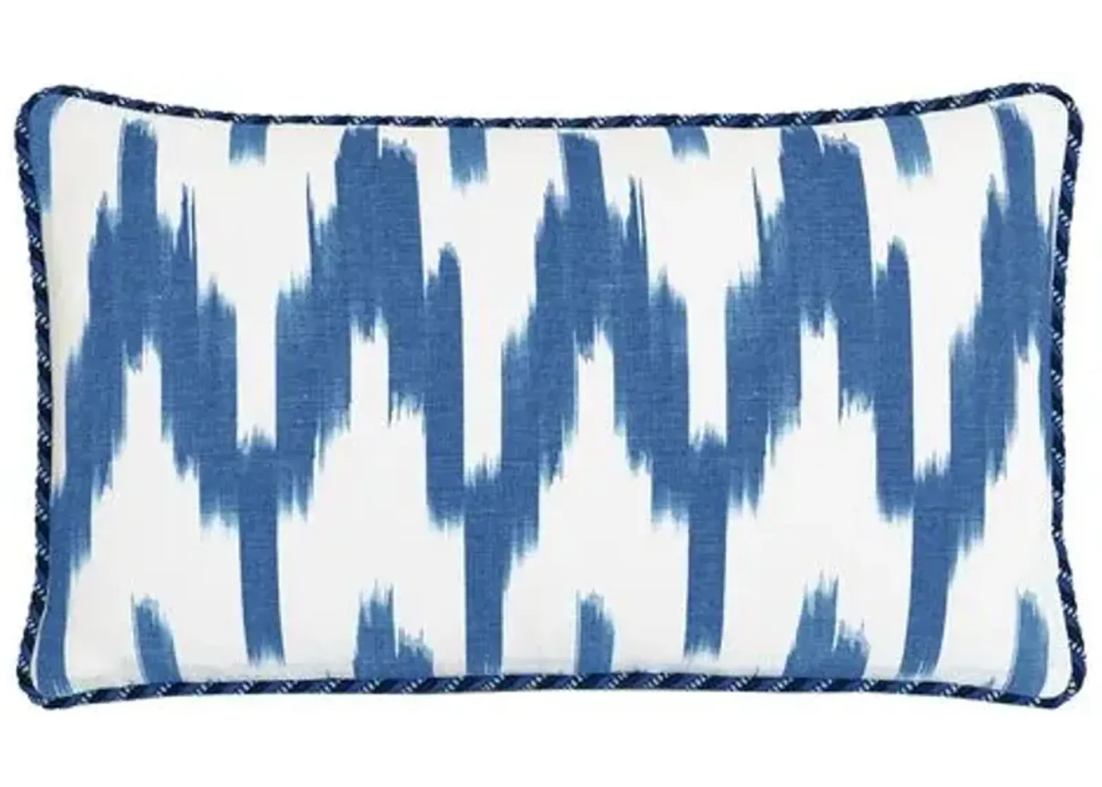 Marina Ikat Lumbar Pillow - White/Blue