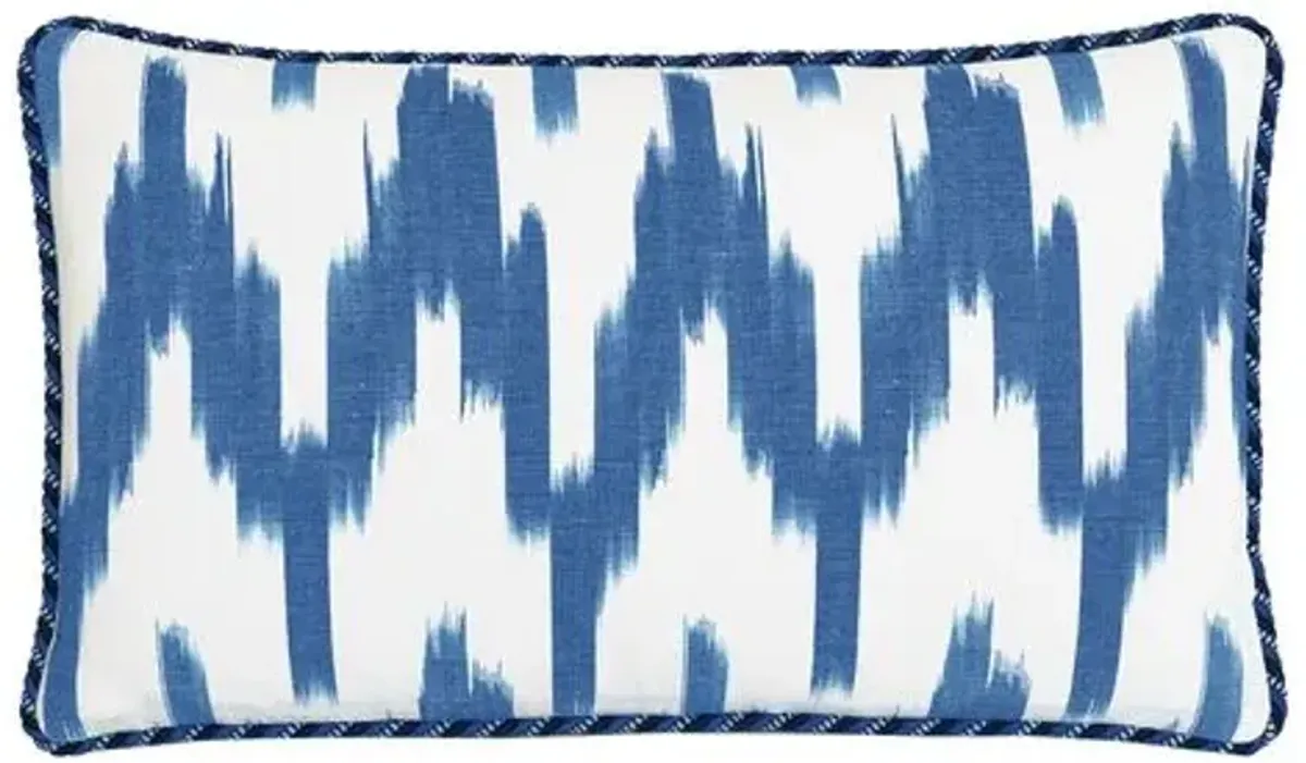 Marina Ikat Lumbar Pillow - White/Blue