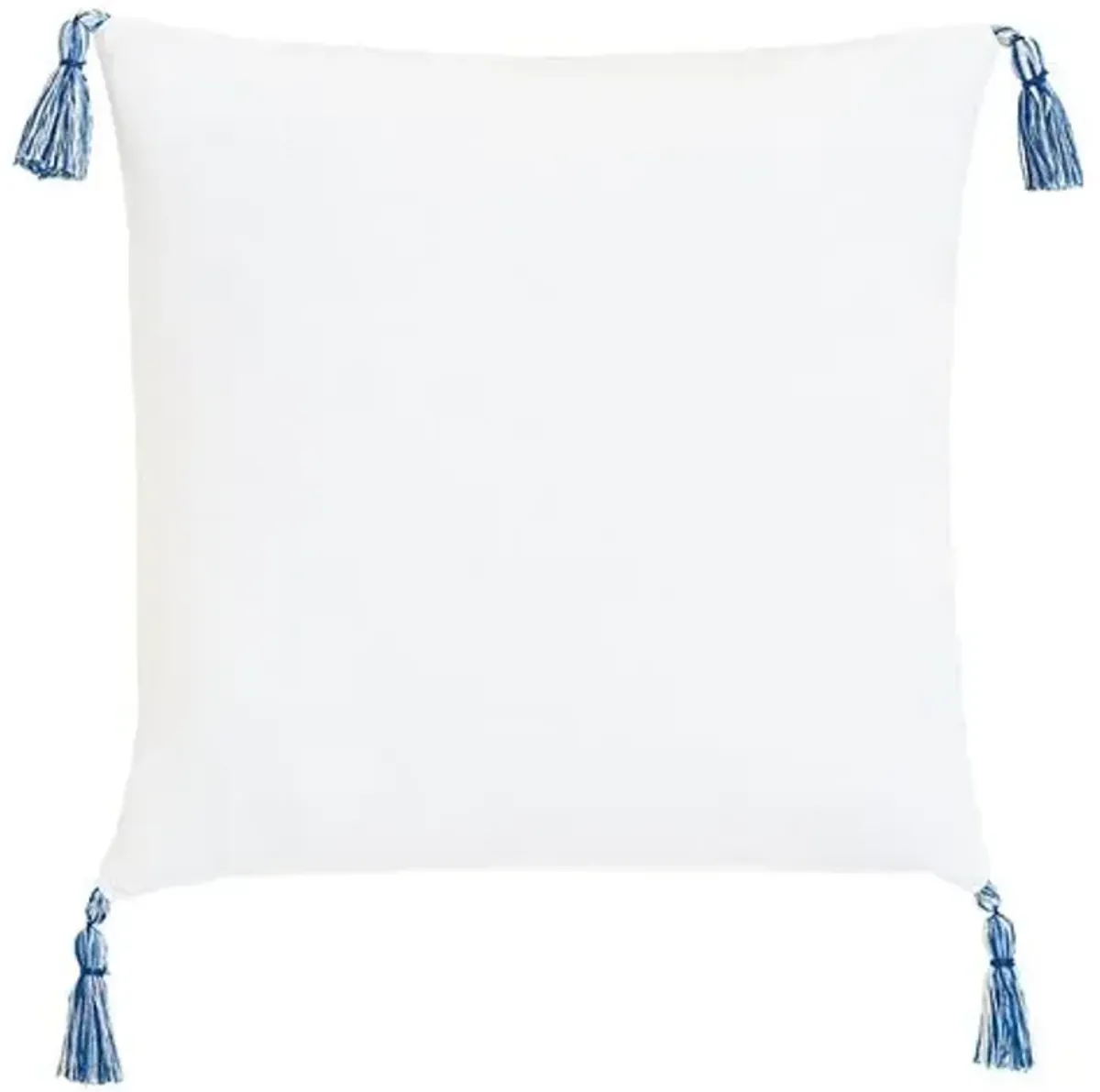 Marina Emroidered Tassel Pillow - White/Blue