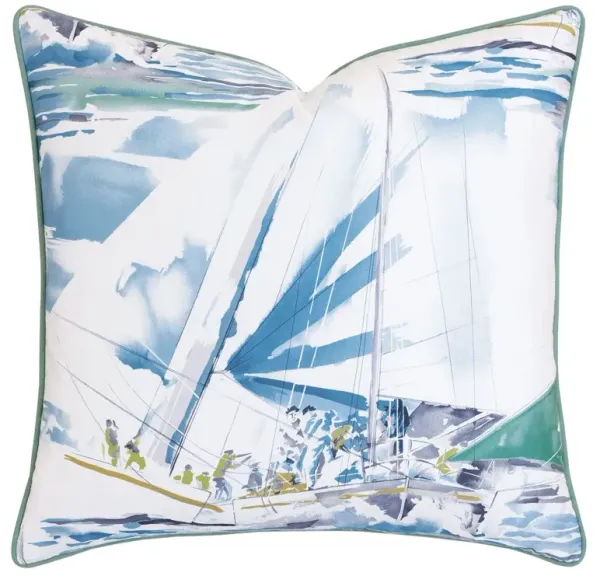 Marina Sailors Pillow, White/Blue