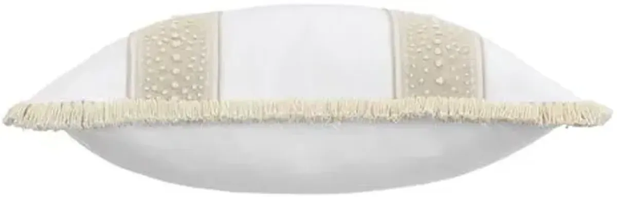 Serena Emroidered Trim Pillow - White/Ivory