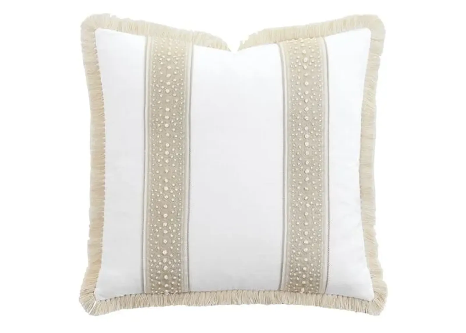 Serena Emroidered Trim Pillow - White/Ivory