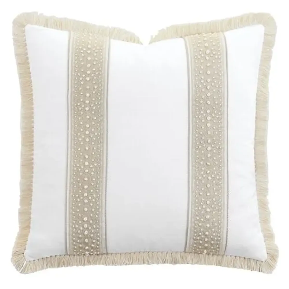 Serena Emroidered Trim Pillow - White/Ivory