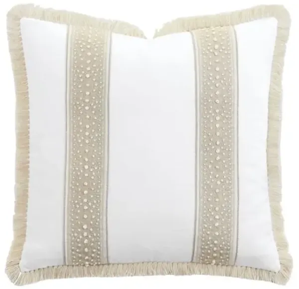 Serena Emroidered Trim Pillow - White/Ivory