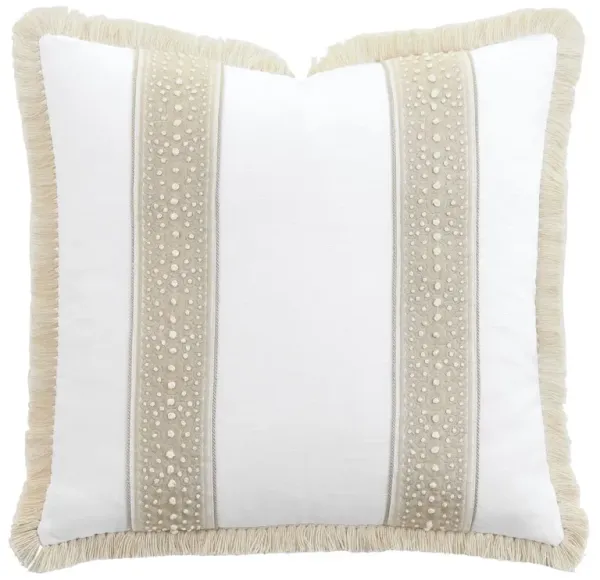 Serena Emroidered Trim Pillow, White/Ivory