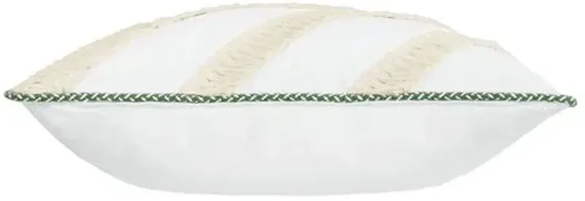 Serena Tassel Pillow - White/Ivory/Green