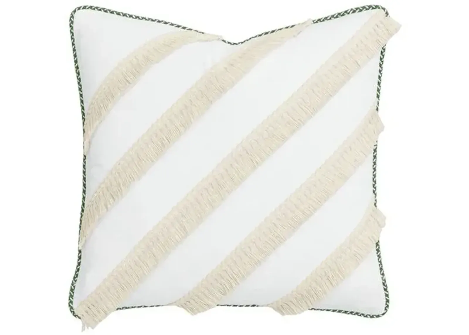 Serena Tassel Pillow - White/Ivory/Green