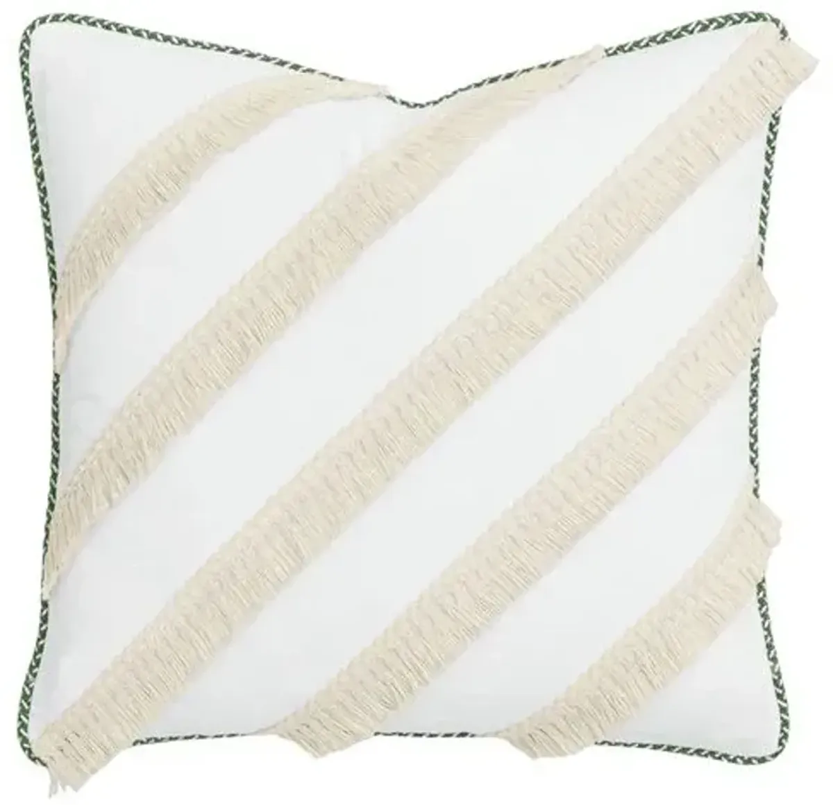 Serena Tassel Pillow - White/Ivory/Green