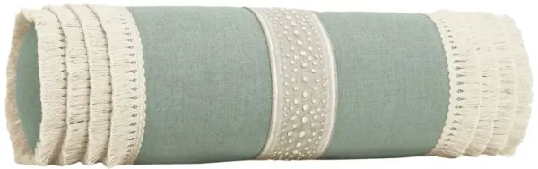 Serena Emroidered Fringe Bolster Pillow, Pistachio/Ivory