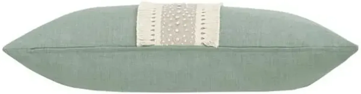 Serena Emroidered Trim Lumbar Pillow - Pistachio/Ivory