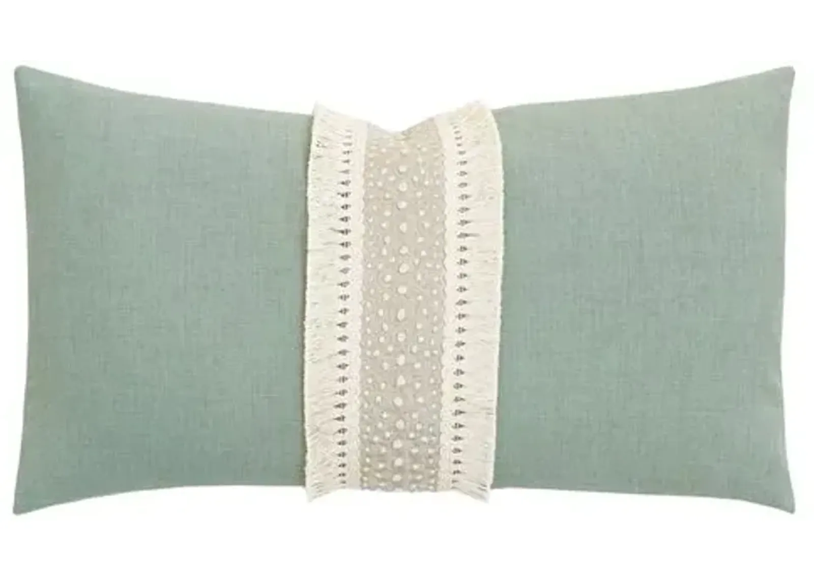 Serena Emroidered Trim Lumbar Pillow - Pistachio/Ivory