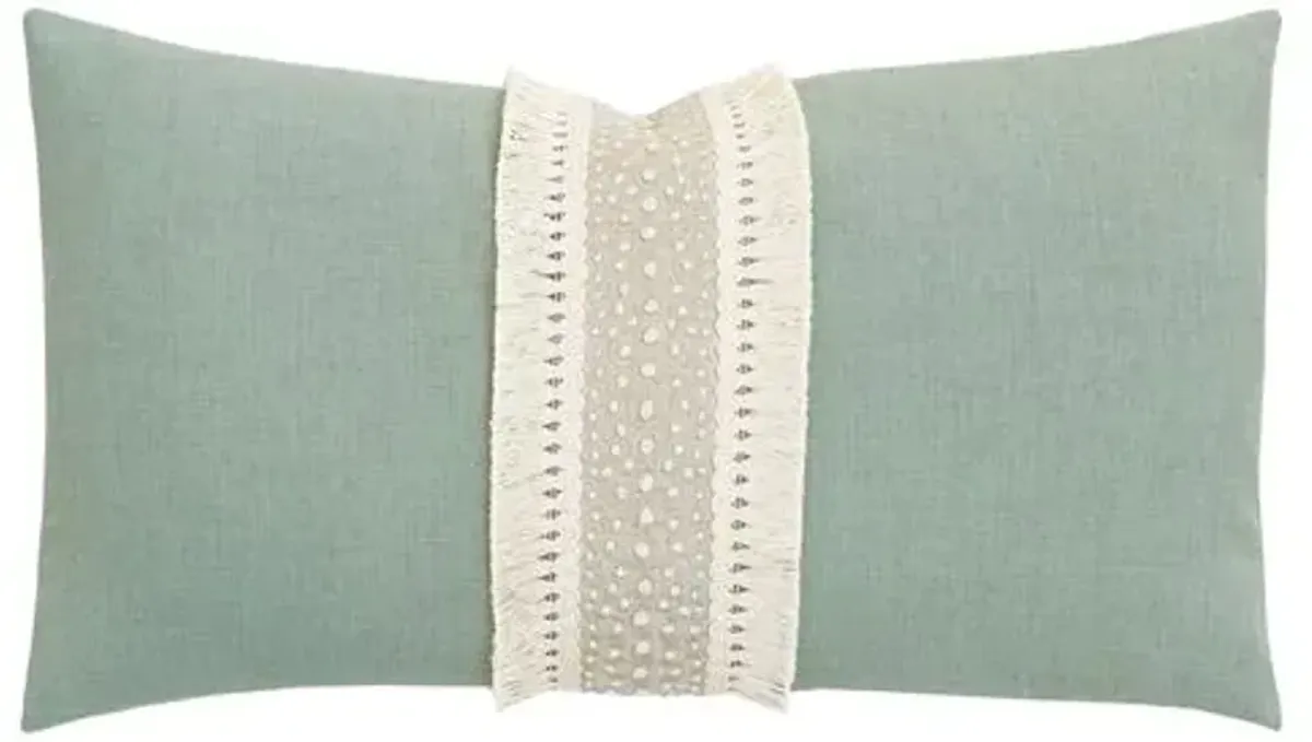 Serena Emroidered Trim Lumbar Pillow - Pistachio/Ivory