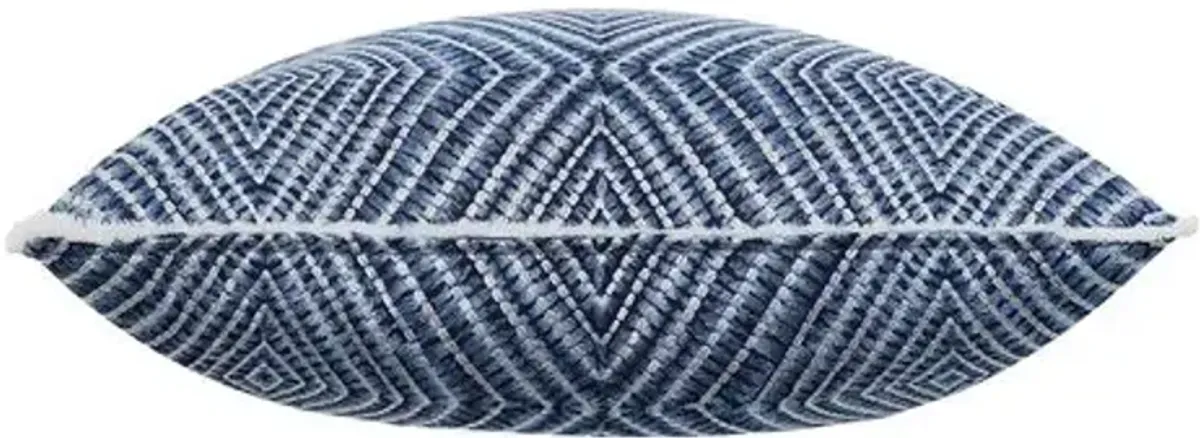 Wave Emroidered Pillow - Glacier Blue