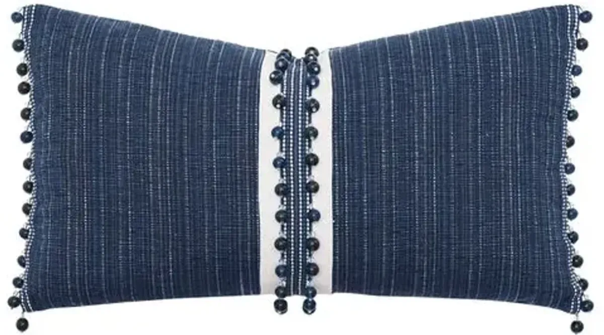 Wave Beaded Trim Lumbar Pillow - Glacier Blue