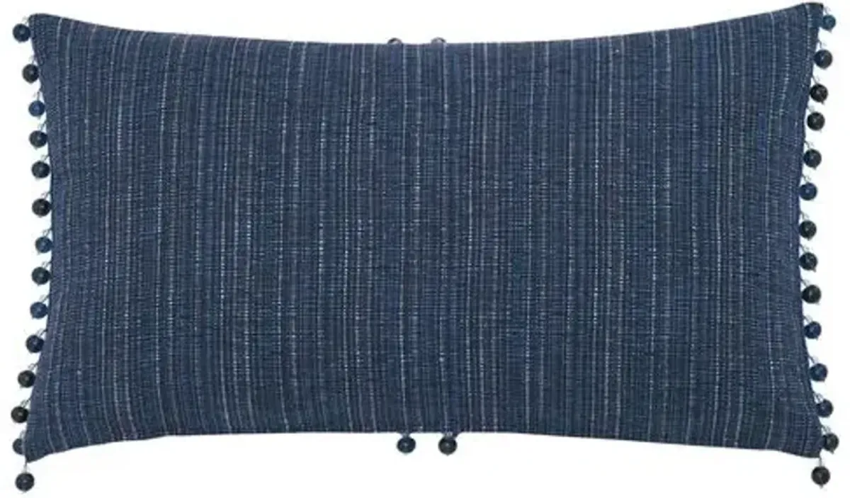 Wave Beaded Trim Lumbar Pillow - Glacier Blue