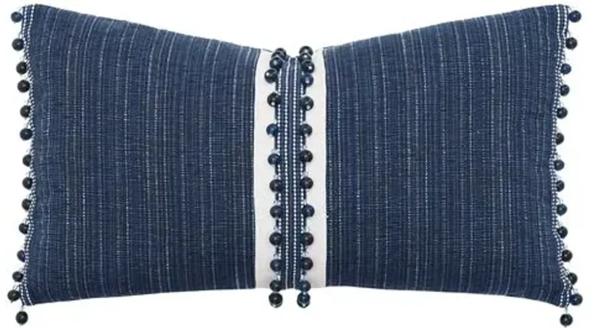 Wave Beaded Trim Lumbar Pillow - Glacier Blue