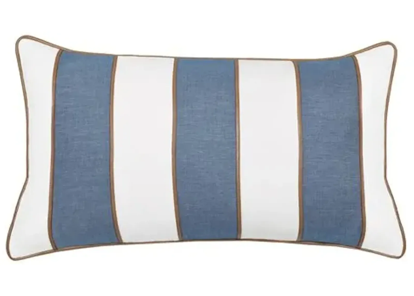 Wave Striped Lumbar Pillow - Blue Denim/White/Brown