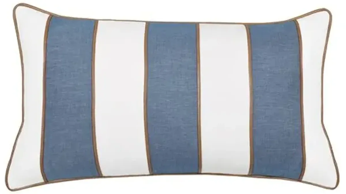 Wave Striped Lumbar Pillow - Blue Denim/White/Brown