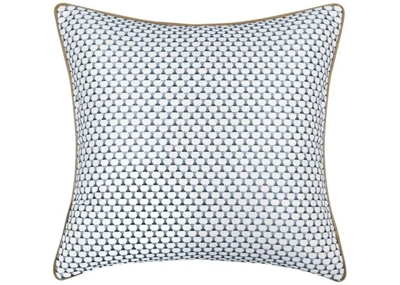 Wave Emroidered Pillow - Blue/White