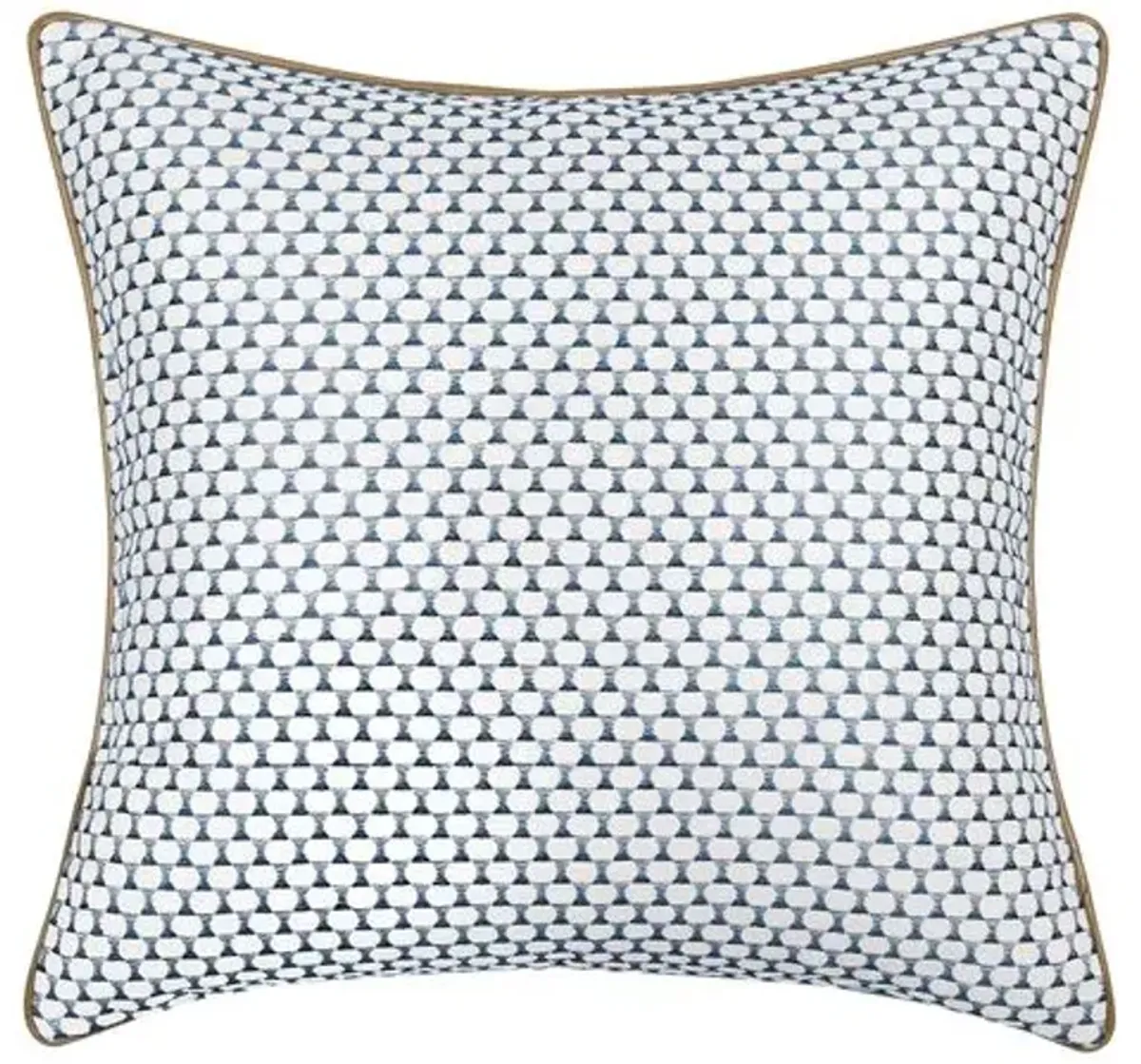 Wave Emroidered Pillow - Blue/White