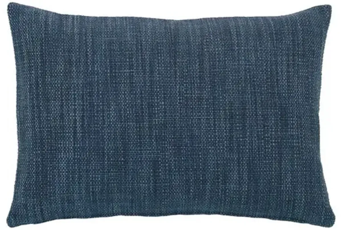 Wave Emroidered Lumbar Pillow - Blue/White