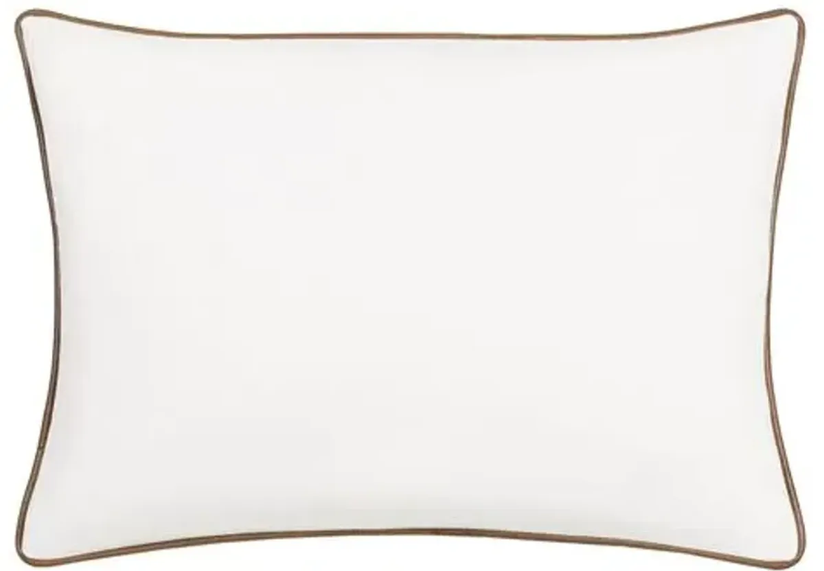 Wave Faux Leather Zipper Pillow - Brown/White