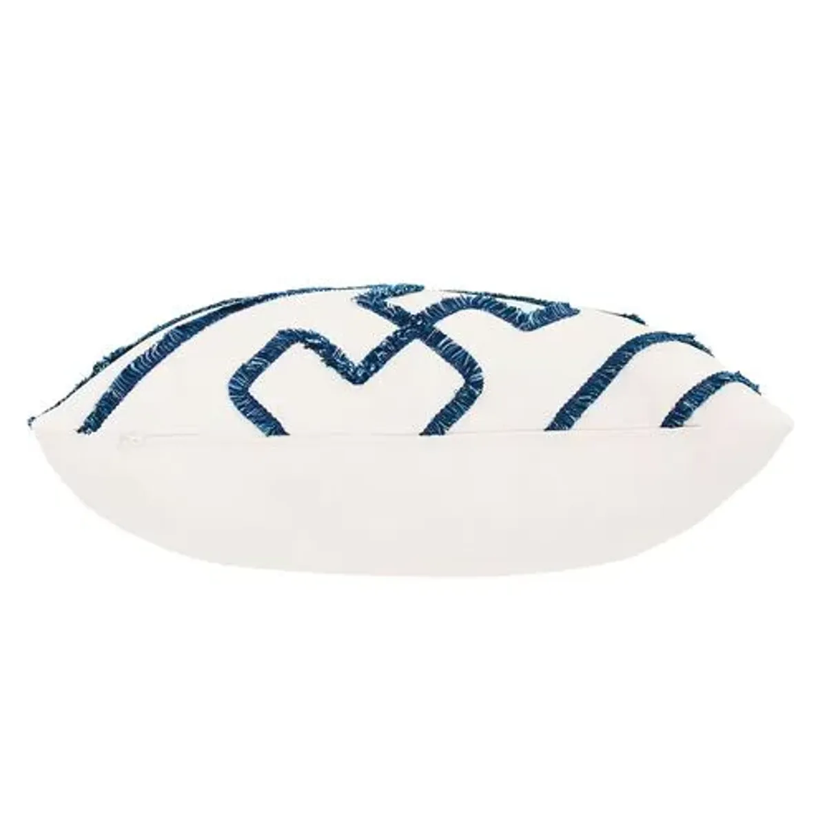 Wave Geometric Trim Pillow - White/Blue