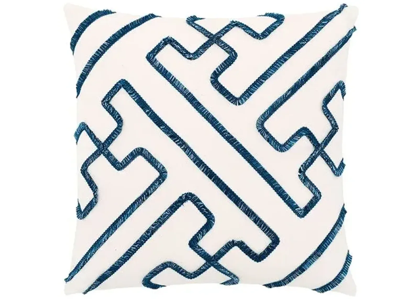 Wave Geometric Trim Pillow - White/Blue