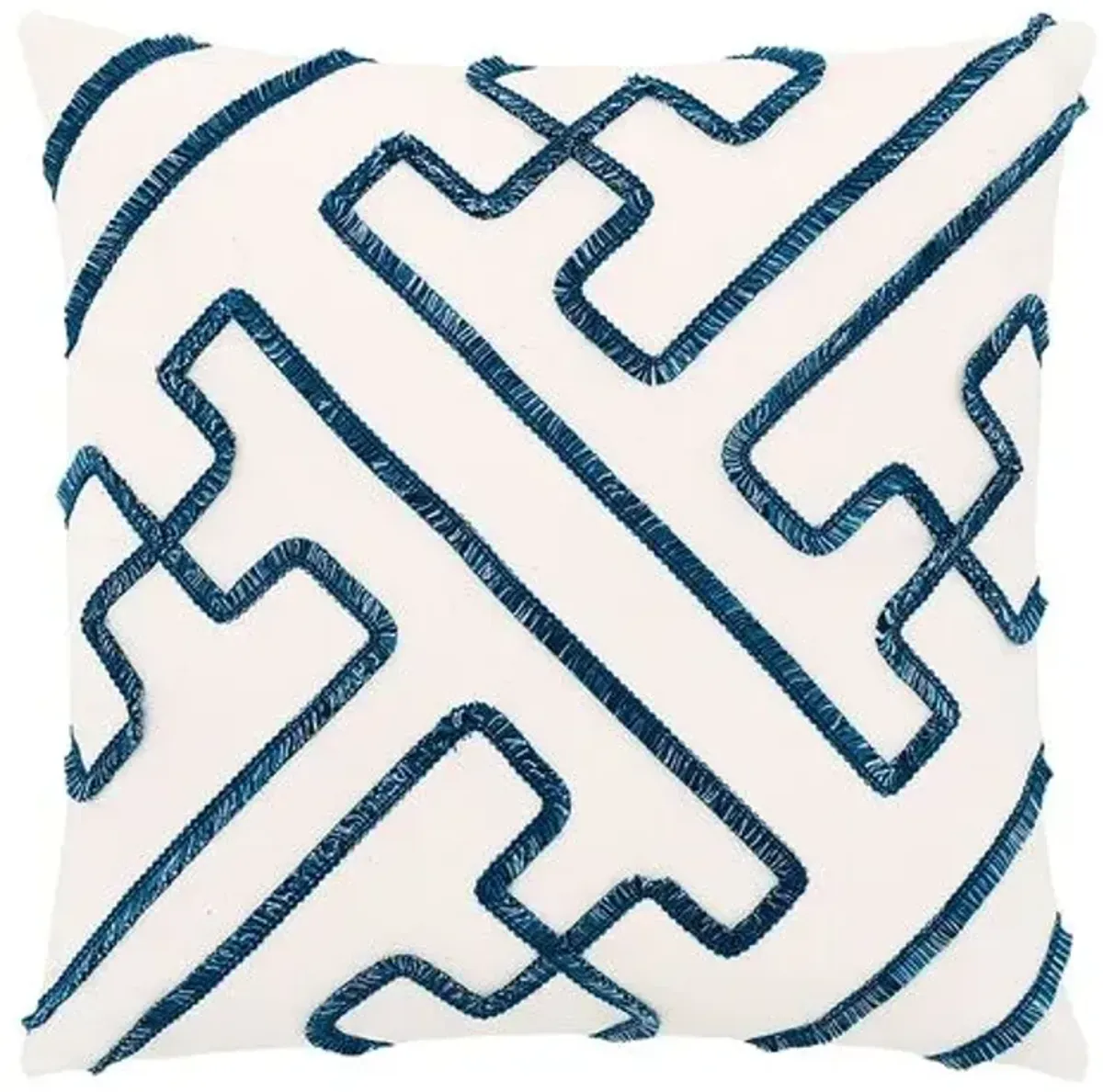 Wave Geometric Trim Pillow - White/Blue