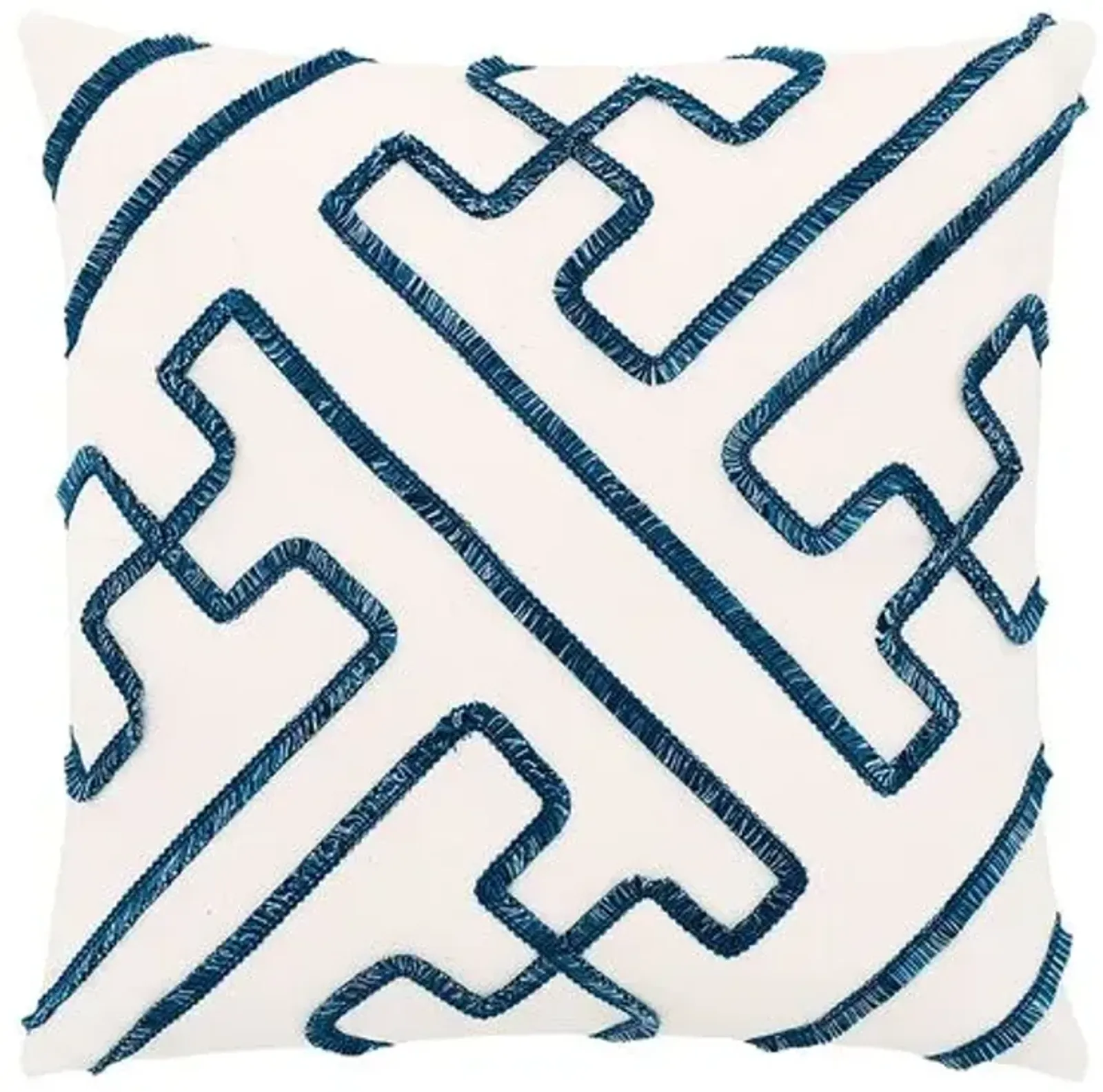 Wave Geometric Trim Pillow - White/Blue